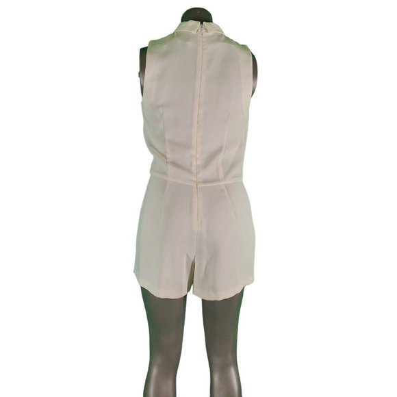 TopShop Tuxedo Romper Wrap Sleeveless Dress Skort Dress Ivory Crepe Satin Sz 6 - Picture 8 of 12